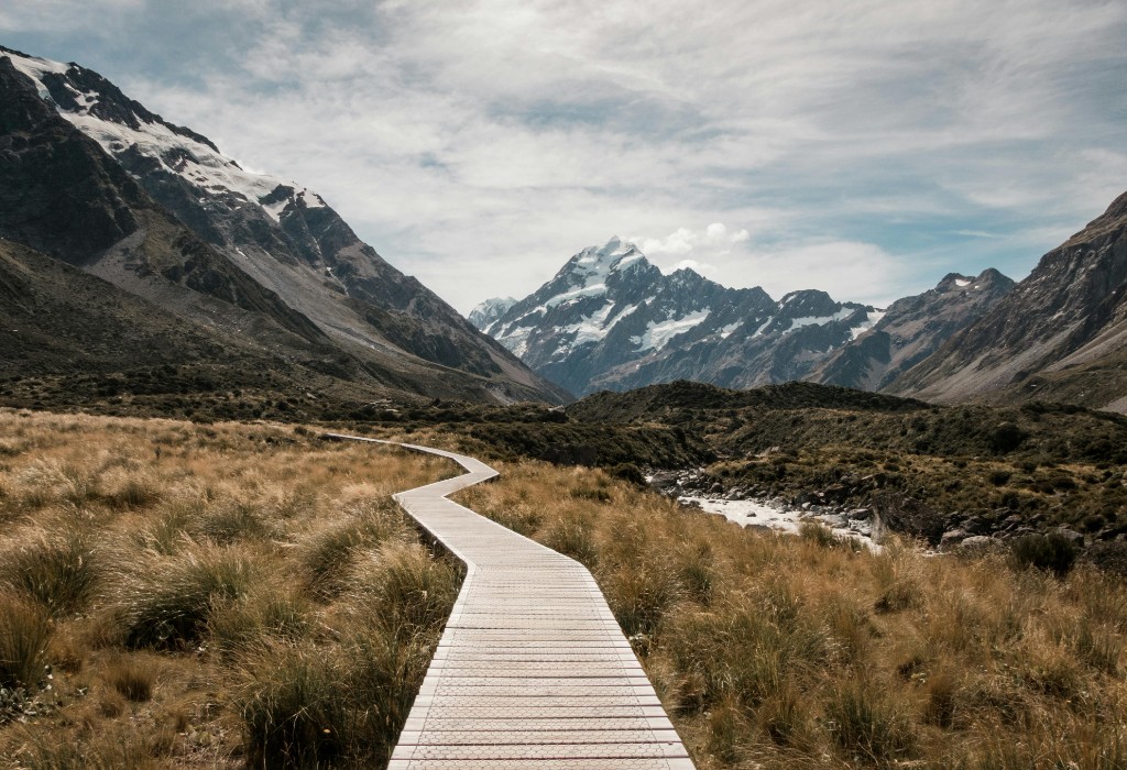 Pathway leading through a mountain landscape